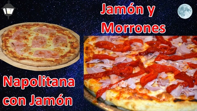 Promo de la noche en pizza chica Napolitana con Jamón y pizza grande de Jamón con Morrones